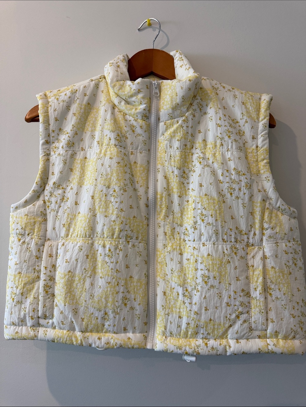 Thread & Supply White and Yellow Quilted Puffer Vest
